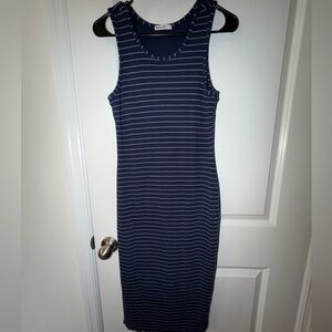 Marine Layer Navy and White Striped Midi Dress